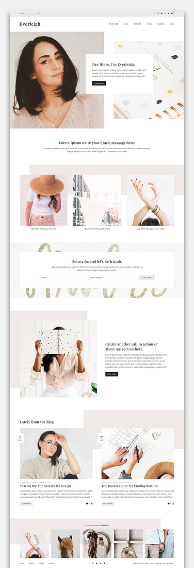 Everleigh - Feminine WordPress Theme blog design blog theme blog website blogger clean design responsive web design web themes wordpress blog