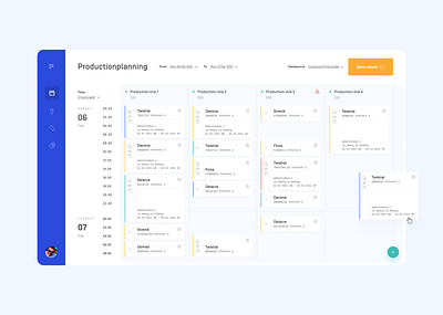 Productionline UI dashboard date planners tile ui ux vibrant