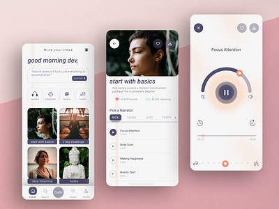 ✨✨Meditation App✨✨ app audio player design figma figmadesign flatdesign meditation mental health mindful mindfulness minimal modern app design typography ui ux