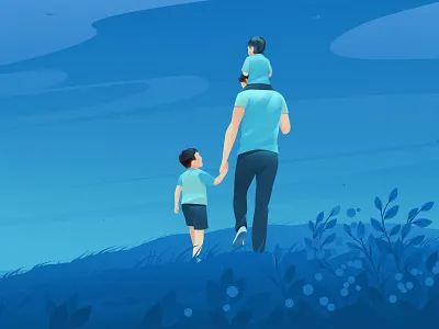 Illustration for clearchildpsychology.com art child father illustration landscape parent sky vector