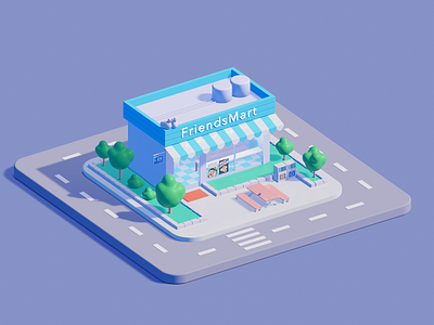 convenient store 3d blender illustration