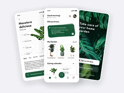 Plant app - Mobile concept app for home garden app application clean concept app design eco flowers gardening gardens green interface mobile modern plant app plant care planting ui ux