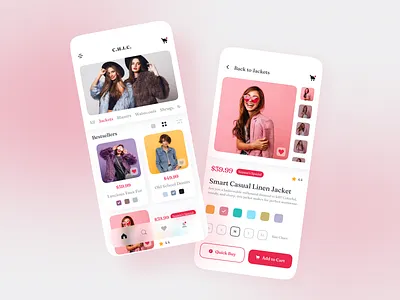 E-Commerce Fashion App UI app app design clean mobile app mobile ui ui uidesign uiux ux web