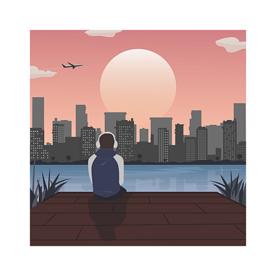 "A Lonely boy and his MUSIC" adobe illustrator art artist artwork beach bhfyp buildings character design creative digital illustration doodle drawings figma graphic design illustration illustrator lonely music scenery sketch