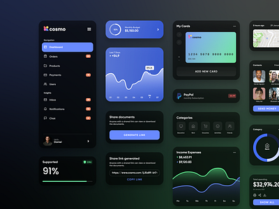 UI Components - Online Banking banking components dashboard dashboard app dashboard ui statistics ui component ui design ui elements ui ux widgets