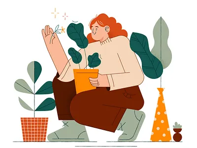 House plants adobe illustrator character character design flat illustration plant illustration poster textures vector vector illustration warm colors