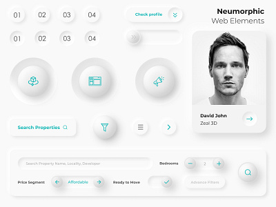 Neumorphic Web Elements - WIP button design card ui clean minimal navigation design neumorphic design neumorphism neumorphism ui ui ui ux ux web elements webdesign wip