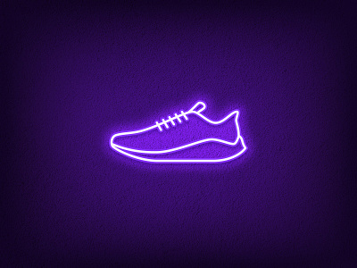 Neon Sneaker athletic fitness gym icon illustraion logo neon neon light outline run shoes sign silhouette sneaker sport symbol ultraviolet vector violet