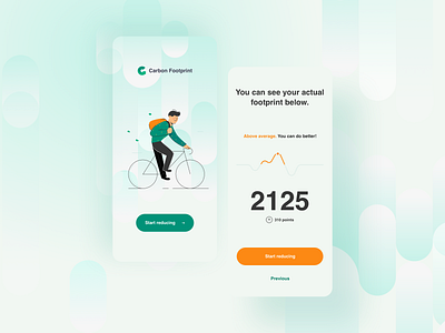 Carbon Footprint - concept app activity analitycs app application cta button data environment footprint health illustration mobile mobile app design mobile ui planet splash screen