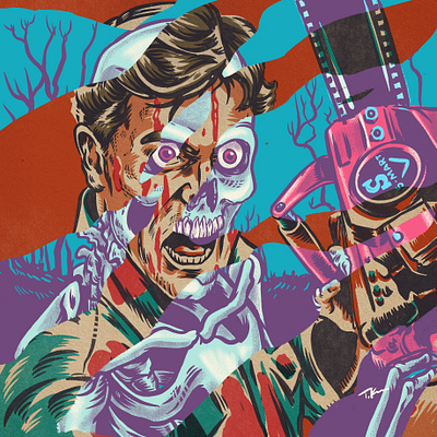 Ash Vs Deadite creature drawing evil dead horror illustration monsters portrait procreate xray zombie