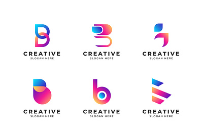 Abstract Gradient B Letter Modern Logo Collection abstract logo brand branding gradient logo vector