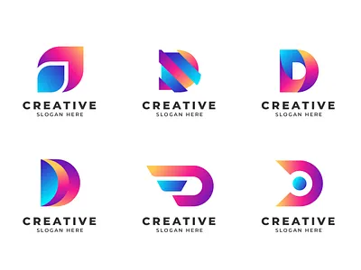 Abstract Gradient D Letter Modern Logo Collection branding d letter d letter logo d logo d mark d monogram logo vector