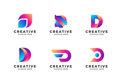 Abstract Gradient D Letter Modern Logo Collection branding d letter d letter logo d logo d mark d monogram logo vector
