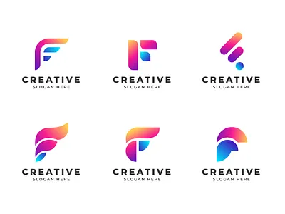 Abstract Gradient F Letter Logo Collection branding f logo f logo design flat logo