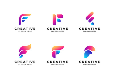 Abstract Gradient F Letter Logo Collection branding f logo f logo design flat logo