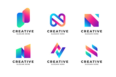 Abstract Gradient N Letter Modern Logo Collection branding logo n letter n letter logo n logo n logo design new
