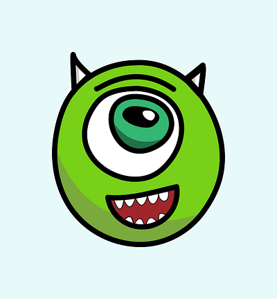 Mike Wazowski Monsters Ink character design digitalart flat illustration minimal monsters inc vector