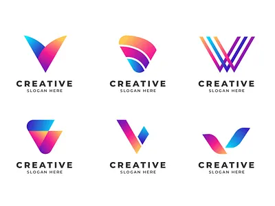 Abstract Gradient V Letter Modern Logo Collection branding logo v letter v letter logo v logo v logo design vector