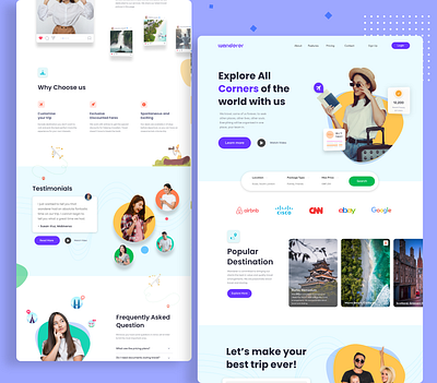Travel website landing page design landing page minimilist travel travel agency travel app traveling website websites