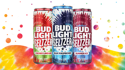 Bud Light Seltzer Retro Summer Cans alcohol bubbles bud light can design packaging retro summer tie dye vibes wavy