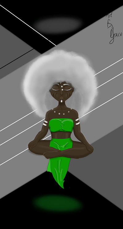 Breathe african woman digital art illustration