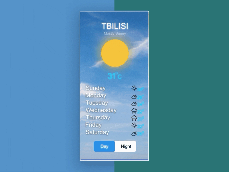 Weather App animated animation app design invision studio motion design motion graphics ui weather weather app