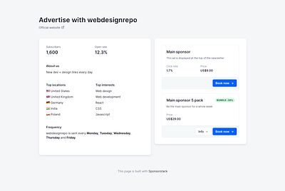 Sponsorstack – newsletter sponsorship platform