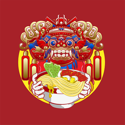 barong eat noodle street food logo adobestock animal background badge balinese barong branding design food icon illustration indonesia local logo love minimal noodle shutterstock street vector