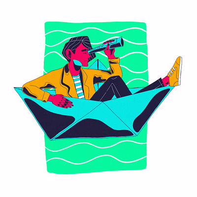 PAPER BOAT SAILOR character design freelance illustration ilustración web illustration