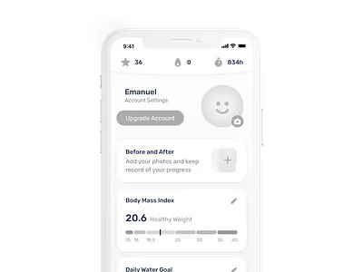 User Profile Wireframe before and after body mass index upgrade account user profile wireframe
