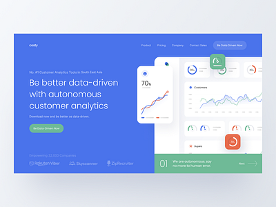 Costy: Customer Analytics Landing Page analytic analytics chart charts customer analytics landing page landing page concept landing page design landing page ui product page product website saas saas web saas website web web design website website design