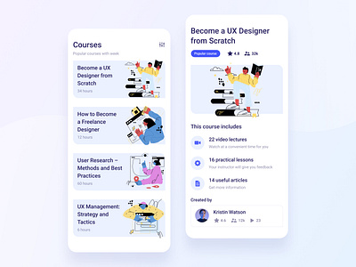 Education portal part 2 (mobile version) clean courses e learning education light mobile teacher ui ux