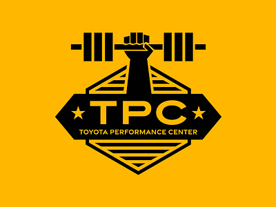 Toyota Performance Center Logo Concept arm branding gym hex hexagon illustration lines logo muscle weight weightlifting