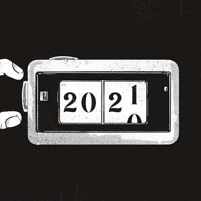 The Changing Times 2021 alarmclock art black and white change changing times clock clocks concept creative design digital illustration procreate texture time year