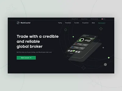 RockCapital | Trading Platform about broker client company crypto cryptocurrency forex global homepage investment landing market partners platform trade trading ui ux webdesign website