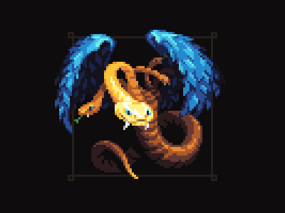 Chalkydri angel art biblical greek hydra mythical mythical creature pixel pixelart snake viper wings