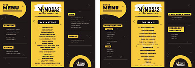 MIMOSAS - Brunch Restaurant branding breakfast brunch cafe design food menu graphic design illustration lettering logo menu restaurant restaurant menu typography vector