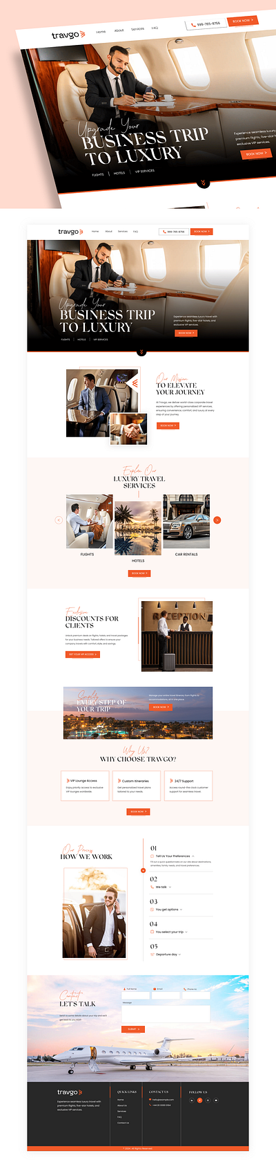 Travel landing page beautiful car design flights hotels luxury minimal modern private jet rentas services tour travel ui uiux ux vip services web website