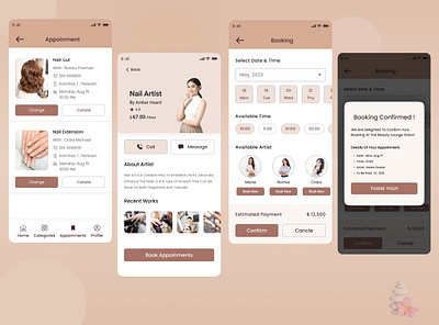 Beauty Services Mobile App Design - UI/UX Design app design beauty app mobile app design service app uiux design wireframing