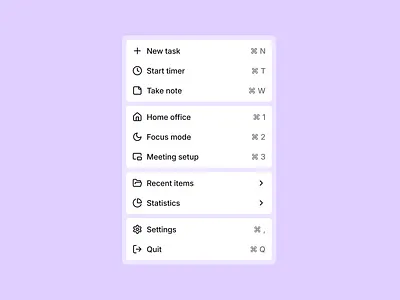 Menu bar popover design. design popover ui