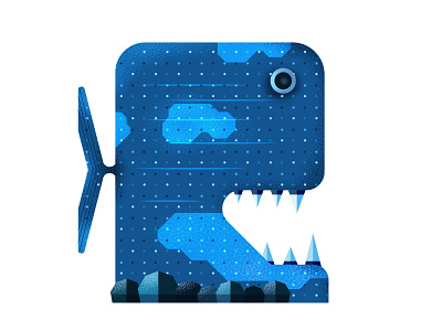 Shark - 36 Days of type alphabet animals fish geometric illustration letter marine life sea shapes shark texture undersea underwater whale wildlife wwf