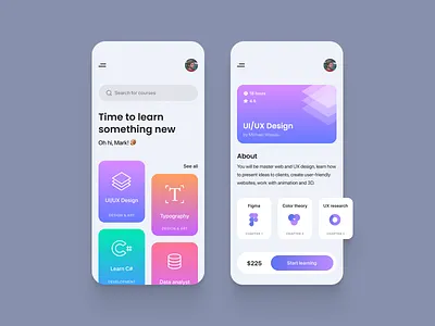 Courses app app concept courses design joke mobile ui ux