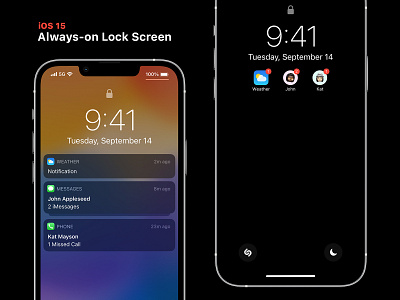 iPhone Always-on Lock Screen Concept apple appleconcept humaninterface ios ios15 ipados ipados15 uidesign uxui wwdc