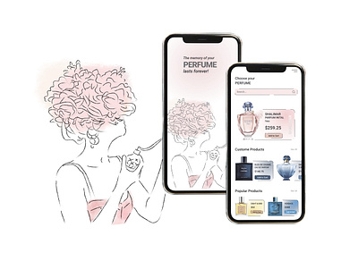 Perfume app app design dior flat girl gucci illustration illustrator mobile perfume ui ux versace