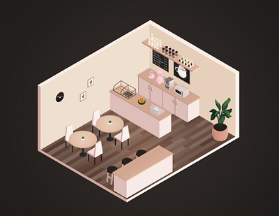 Isometric Café Scene 2d art 2d artist 2d game art design game art game artist game design illustration isometric art isometric scene