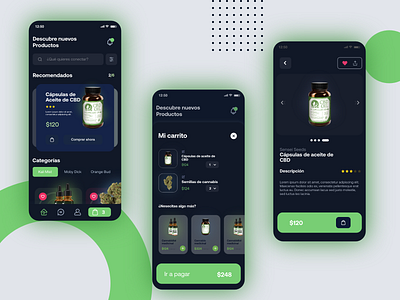 Ecommerce Concept app branding cbd cbd oil concept creative design ecommerce green inspiration ui ux weed