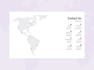 Contact Us - DailyUI - 028 america clean contact contact page contact us dailyui dailyuichallenge dots email figma flags indicator list mail map phone ui web world worldwide