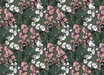 Seamless pattern with flowers flowers illustration line art liner pattern seamless vector wallpapper