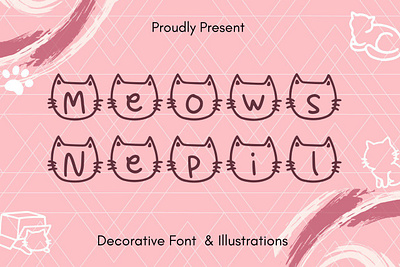 Meows Nepil Font animal branding cats creative cute decorative design display font illustration logo paw