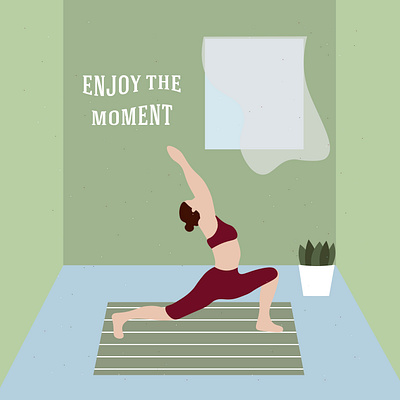 yoga enjoy the moment design drawing enjoy fitness girl girl character happy new year health healthcare healthy illustration lifestyle moment room sport vector yoga yoga pose